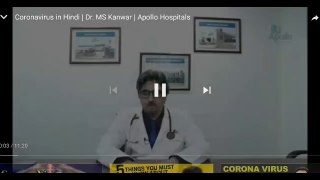 Coronavirus in hindi |Dr. MS KANWAR| Apollo Hospital/Symptoms/precautions/what is coronavirus explained fully in detailed way by interview