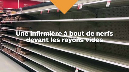 Une infirmière pleure en découvrant les rayons vides après 48 h de service