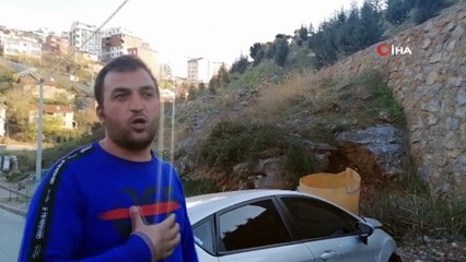40 metrelik duvardan alt yola uçan aracın sürücüsü kazayı ucuz atlattı