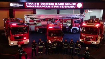 İtfaiyecilerden sağlık çalışanlarına sirenli destek