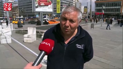 Kızılay Meydanı'nda banklar, şeritle kapatıldı