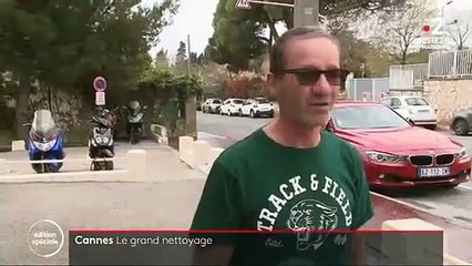 Virus - A Cannes, des agents municipaux répandent dans la rue un produit désinfectant pour tuer le coronavirus