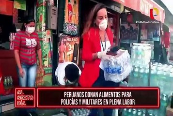 En tiempos de cuarentena peruanos donan alimentos para policías y militares en plena labor