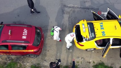Esenyurt'ta taksiler ve dolmuşlar böyle dezenfekte edildi