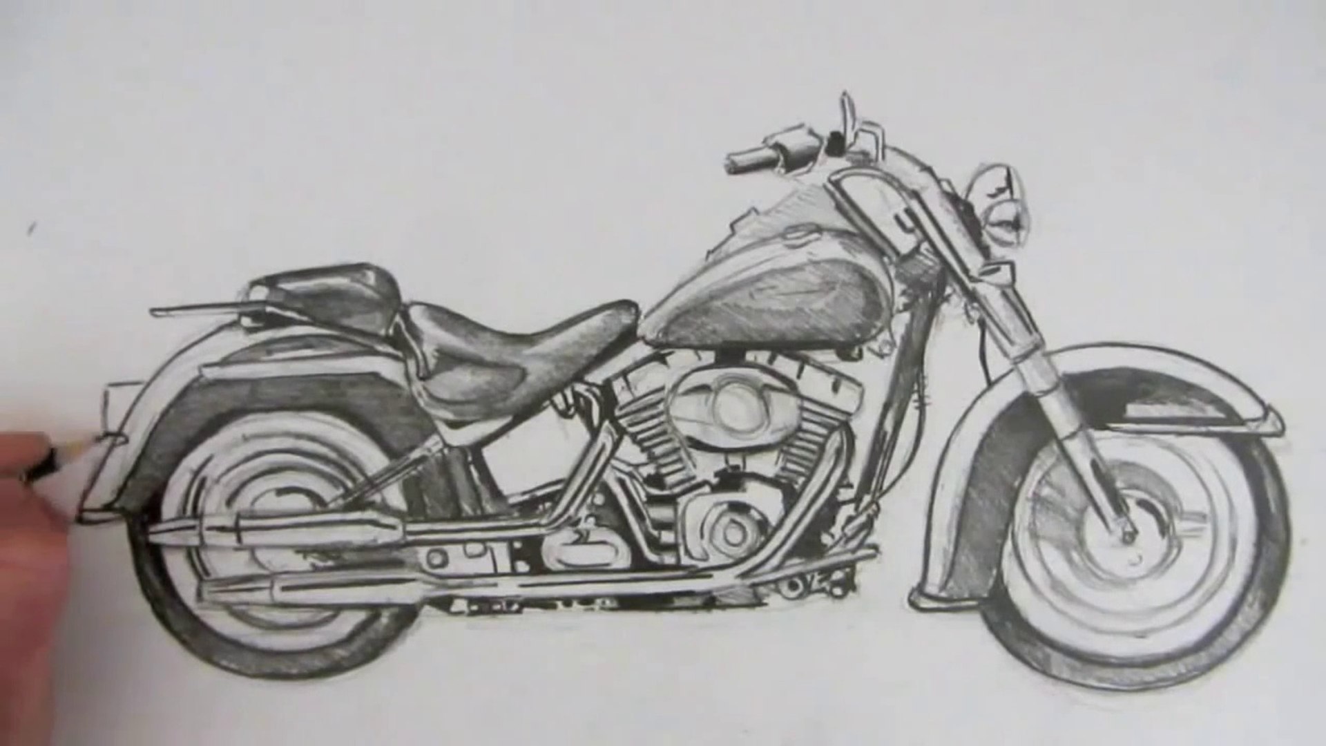 Comment dessiner une moto Harley-Davidson Softail - Vidéo Dailymotion