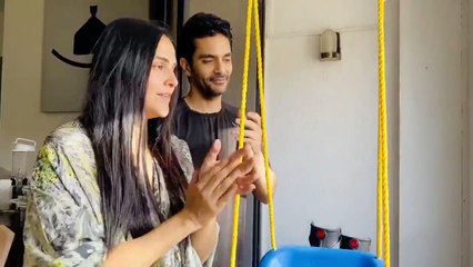 Neha Dhupia seen taking part in Janata Curfew clapping initiativ