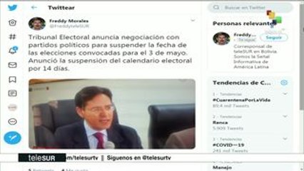 Bolivia: Tribunal Electoral suspende elecciones para el 3 de mayo