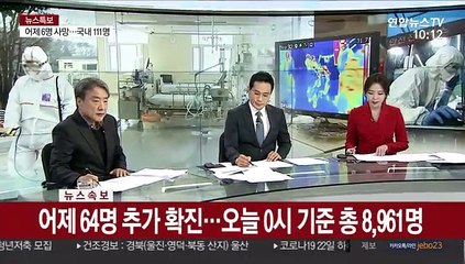 [속보] 어제 64명 추가 확진…오늘 0시 기준 총 8,961명
