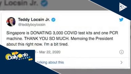 Singapore, magdo-donate ng mga test kits sa Pilipinas