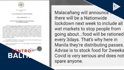 Palasyo: Post ukol sa national lockdown fake news