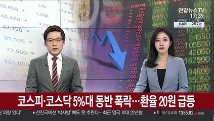 코스피·코스닥 5%대 동반 폭락…환율 20원 급등