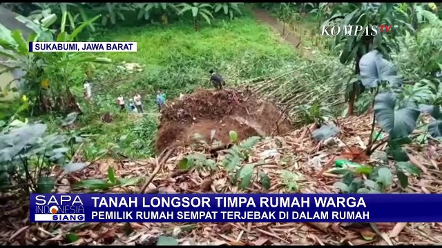 Longsor di Sukabumi, 2 Rumah Tertimbun Pohon Bambu Setinggi 10 Meter