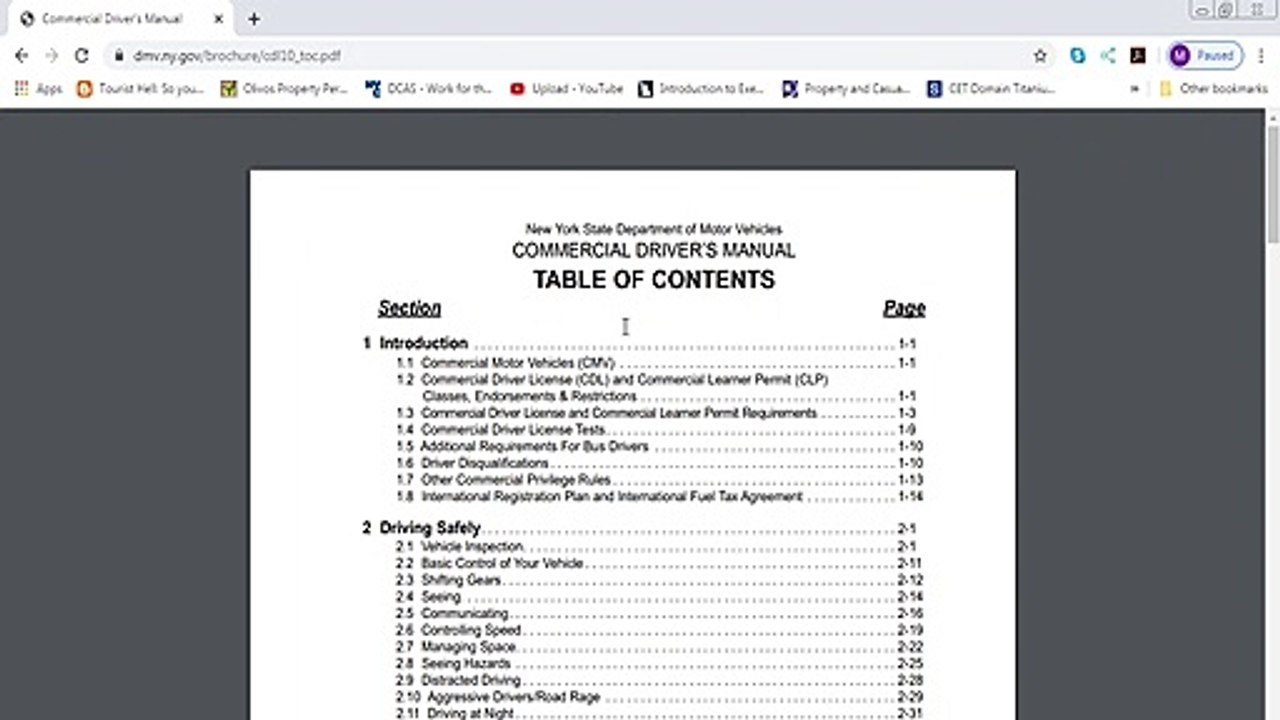 Commercial driver license written exam part 1