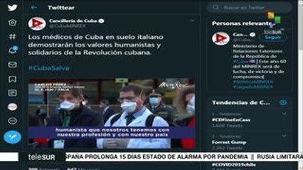Cancillería cubana:nuestros médicos muestran su solidaridad con Italia