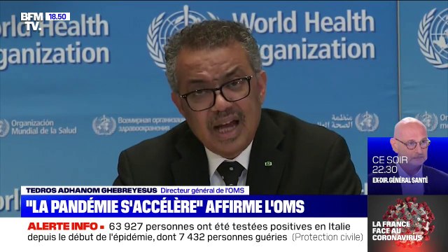 La pandémie s'accélère affirme le directeur général de l'OMS
