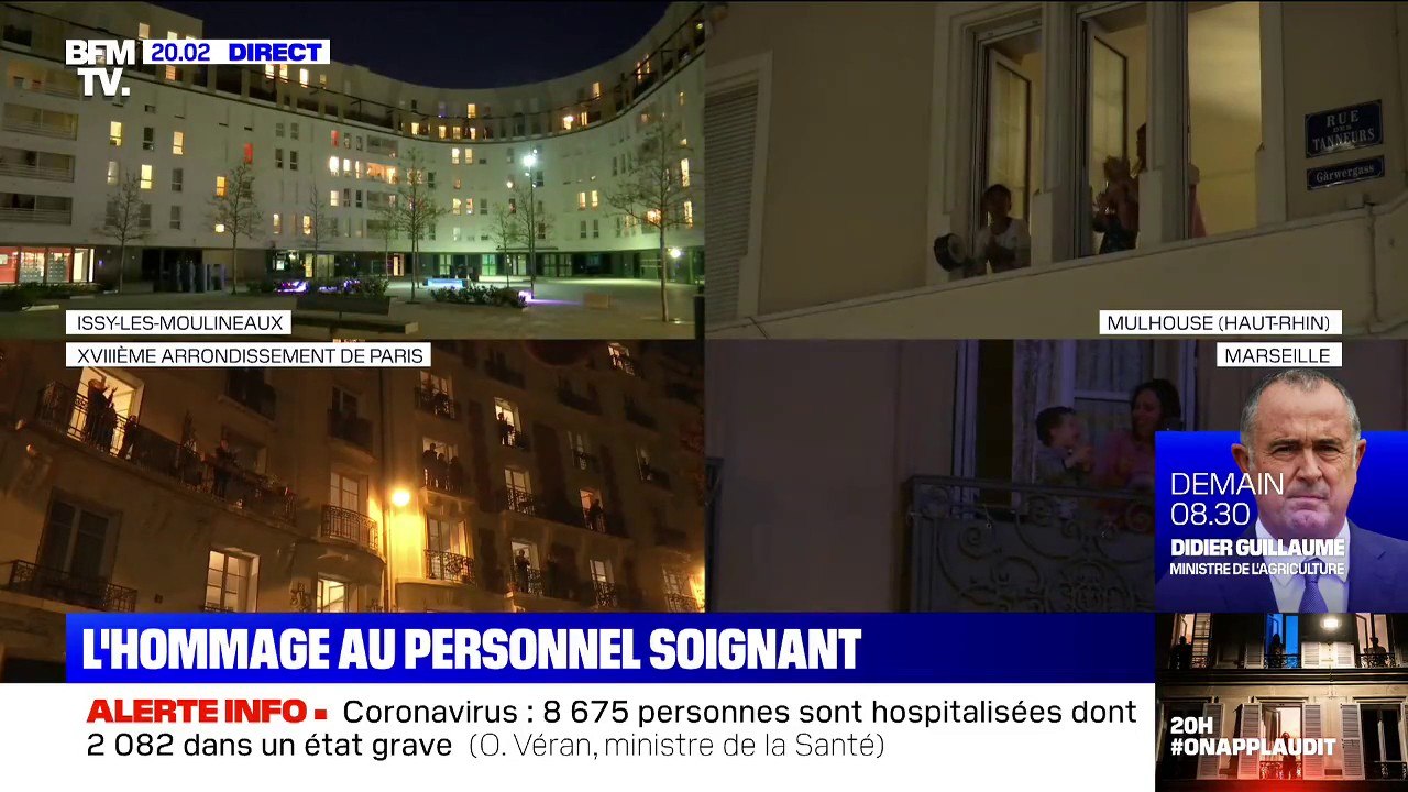 Comme tous les soirs, les Français applaudissent les soignants depuis leurs fenêtres