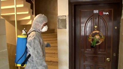 Eyüpsultan'daki apartmanlar tek tek dezenfekte edildi
