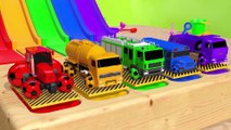 Learn Colors with Street Vehicle and Flying Toy Car in Magic Slide Pool Pretend Play for Kids