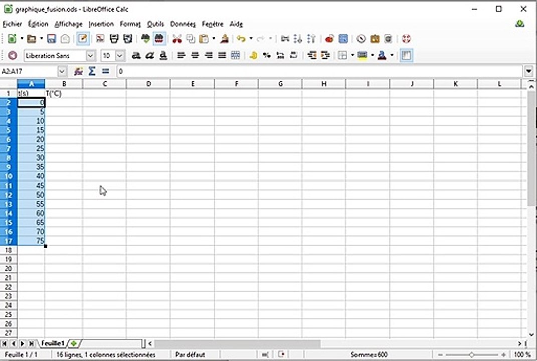 Réaliser un graphique avec libreOffice Calc