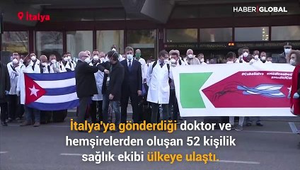 Küba'dan İtalya'ya destek için gelen doktorlar alkışlarla karşıladı