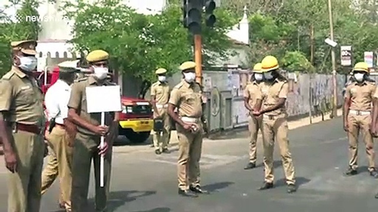 Firefighters perform 'hand washing' dance in southern India