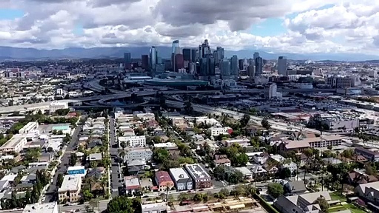 Los Angeles traffic disturbed by coronavirus lockdown in United States