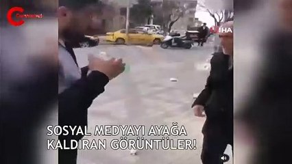 Sosyal medyayı ayağa kaldıran görüntüler! Yaşlı adamı zorla durdurdular, maske takıp başına kolonya döktüler