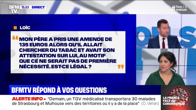 J'ai pris une amende en allant chercher du tabac alors que j'avais mon attestation, est-ce normal? BFMTV répond à vos questions