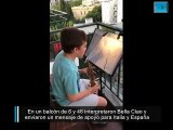 En un balcón de 6 y 46 interpretaron Bella Ciao y  ​​​​​​​enviaron un mensaje de apoyo para Italia y España
