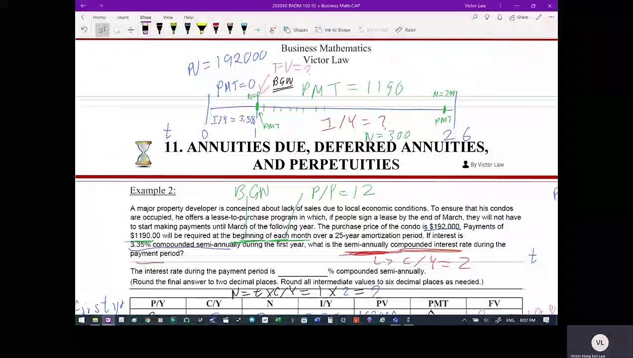 Annuities Due, Deferred Annuities and Perpetuities 003