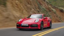 The new Porsche 911 Turbo S Cabriolet in Guards Red Driving Video