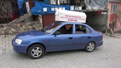 Aracına bağladığı tabutla ‘evde kal' çağrısı yapan sürücüye ceza