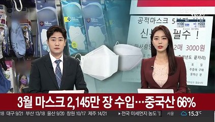 3월 마스크 2,145만 장 수입…중국산 66%