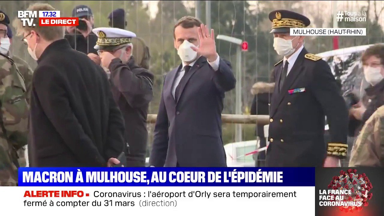 Coronavirus: Emmanuel Macron arrive à l'hôpital militaire de campagne de Mulhouse