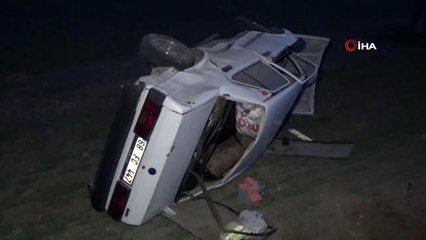 Aksaray'da otomobil tarlaya uçtu: 1'i çocuk 4 yaralı