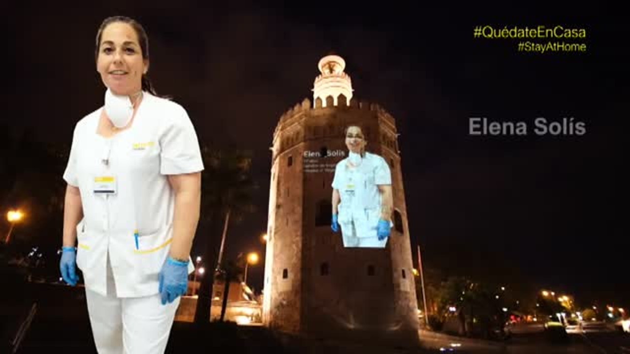 La Torre del Oro se ilumina para homenajear a los sanitarios