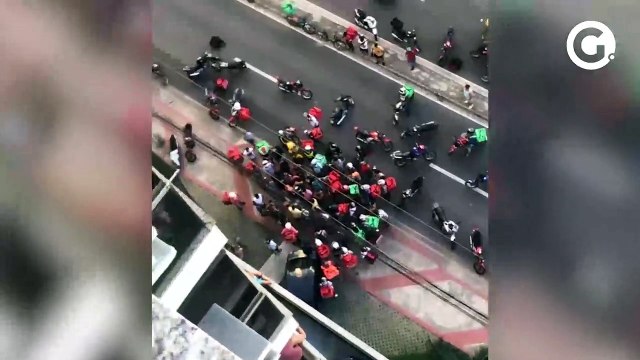 Protesto de motoboys após colega ser esfaqueado em Vila Velha