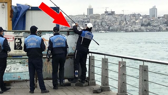 Üsküdar'da bariyerlerin arkasında balık tutmak isteyen vatandaşı zabıta yakaladı