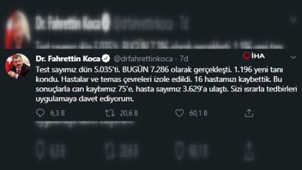 Sağlık Bakanı Koca: '16 hastamızı kaybettik, can kaybımız 75’e ulaştı”