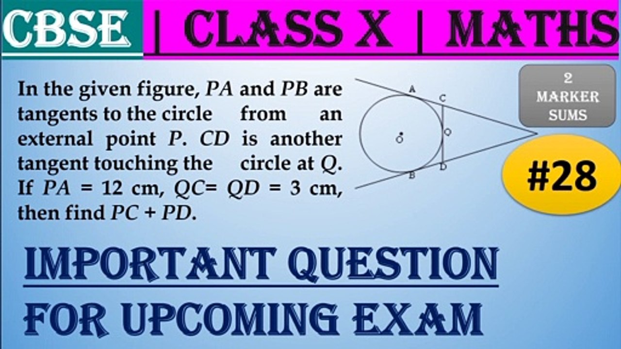 #28 CBSE | 2 Marks | PA and PB are tangents to the circle  from an exte... | Class X | IMP Question