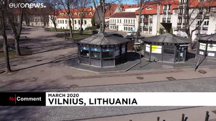 Drone footage shows the empty streets of cities on lockdown