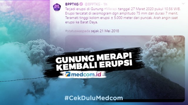 Gunung Merapi Erupsi, Tinggi Kolom Capai 5000m