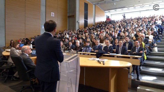 Laurent Fabius à la faculté de droit de Lyon le 12 mars 2020