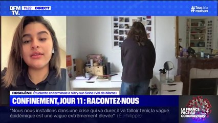 Roselène (élève en terminale à Vitry-sur-Seine): "je m'inquiète par rapport au bac parce que j'ai beaucoup de mal à réviser à la maison"
