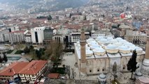 Bursa Ulucami ile UNESCO Dünya Miras listesindeki Tarihi Çarşı ve hanlar havadan görüntülendi