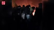 Göçmenlerin çadırları yakıldı