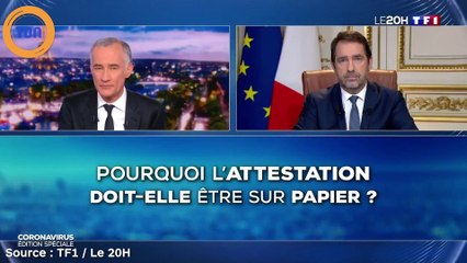 C.Castaner explique  pourquoi l'attestation de sortie n'est pas disponible sur téléphone