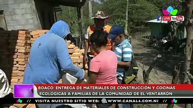 Entregan materiales de construcción y cocinas ecológicas a familias de la comunidad de El Ventarrón en Boaco
