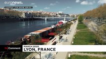 نمایی هوایی از خیابانهای خالی شهر لیون فرانسه در روزهای کرونایی