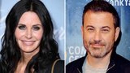 Jimmy Kimmels Quizzes Courteney Cox on 'Friends' Trivia With His Superfan Relative | THR News